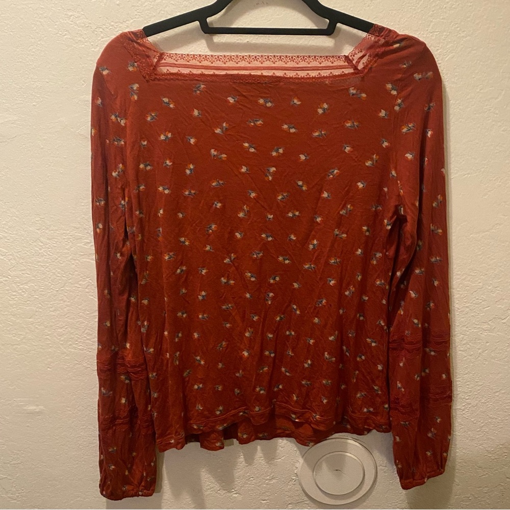 Free People Rust Floral Blouse - Picture 4 of 5